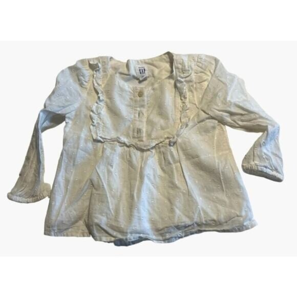 Baby GAP Swiss Dot Eyelet look Top Toddler Girls Size 2 Beige Off White - Picture 1 of 3